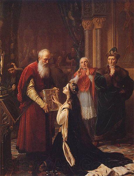 Jozef Simmler Queen Jadwiga's Oath Germany oil painting art